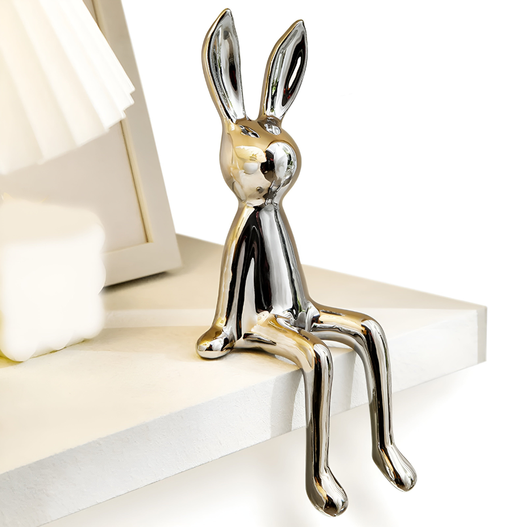 Glossy White Bunny Decoration Figurine