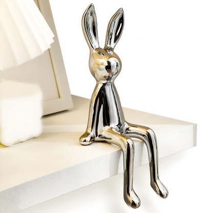 Glossy White Bunny Decoration Figurine