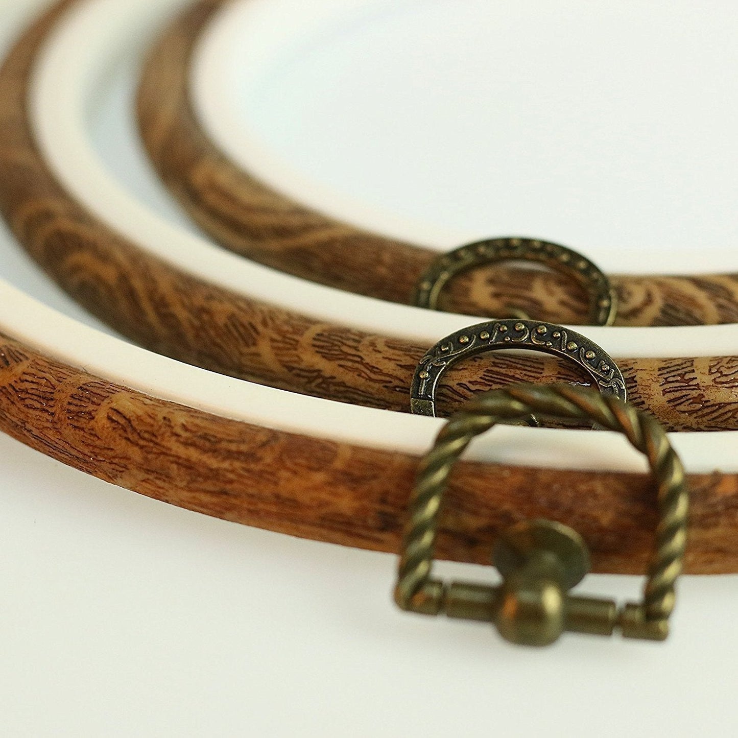 Set of 3 Antique Cross Stitch Hoop Frames