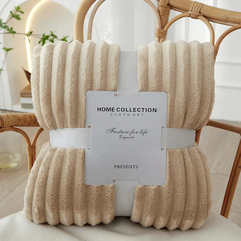 Soft Plush Striped Throw Blanket