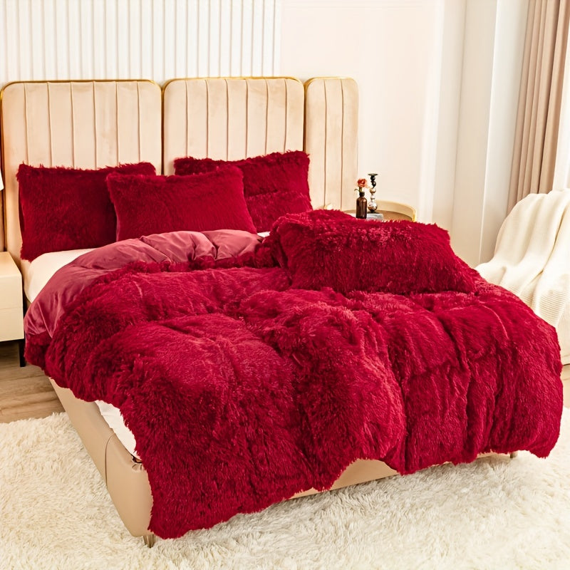 Cozy Fesara Plush Duvet Cover Set with Zipper
