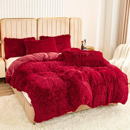Cozy Fesara Plush Duvet Cover Set with Zipper