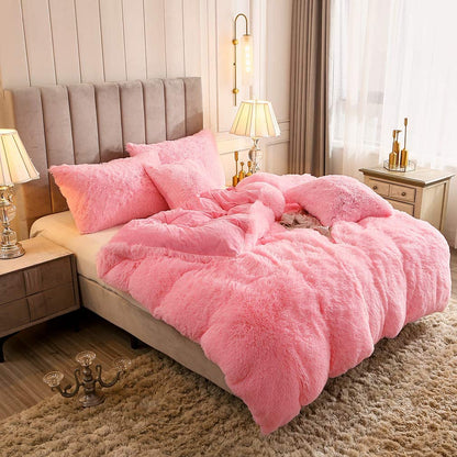 Cozy Fesara Plush Duvet Cover Set with Zipper