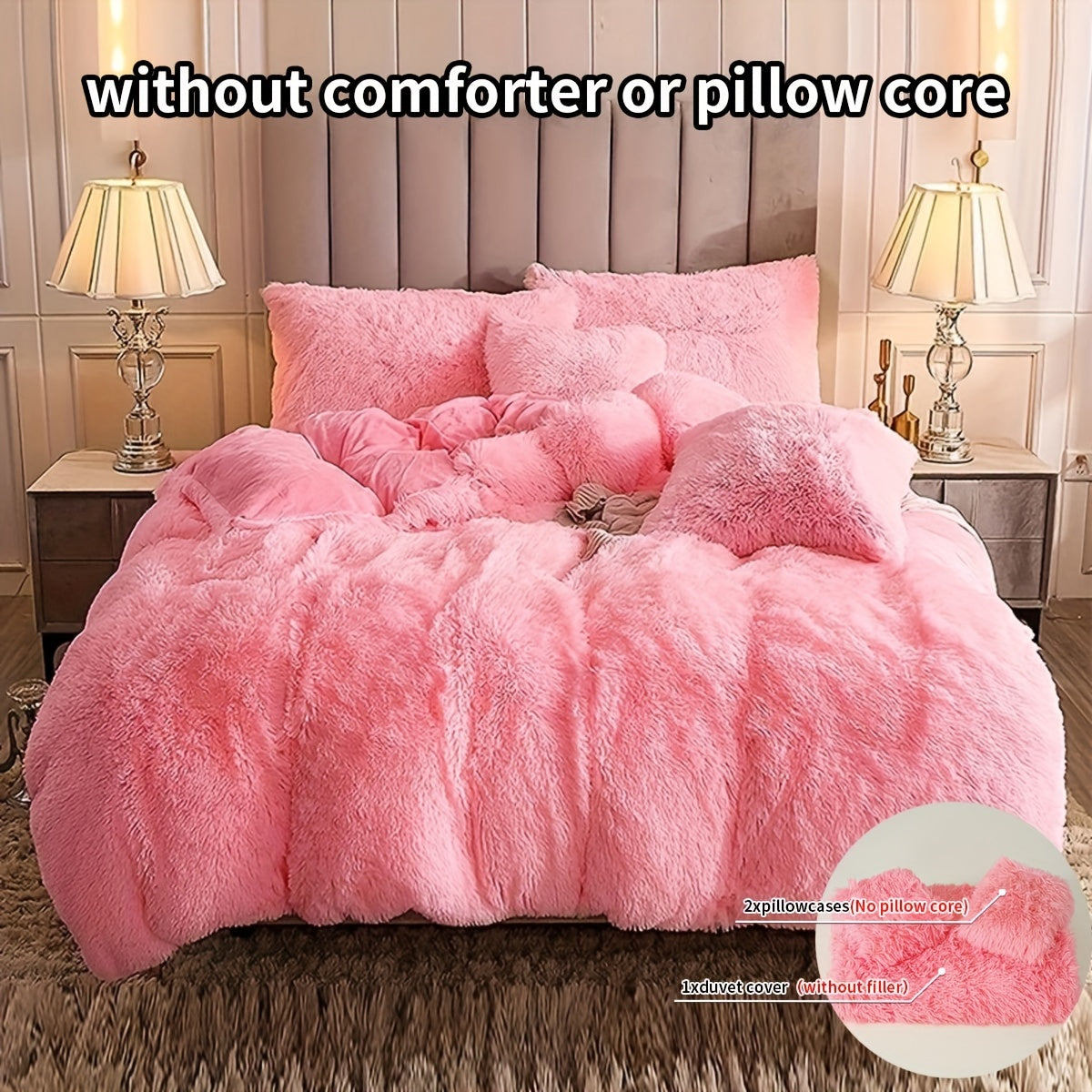 Cozy Fesara Plush Duvet Cover Set with Zipper - Fesara