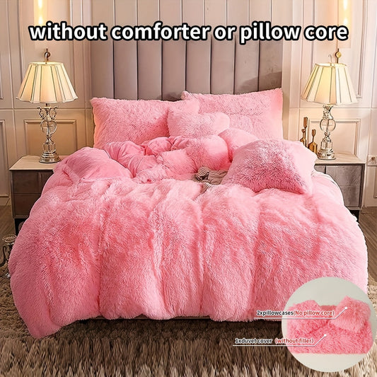 Cozy Fesara Plush Duvet Cover Set with Zipper - Fesara