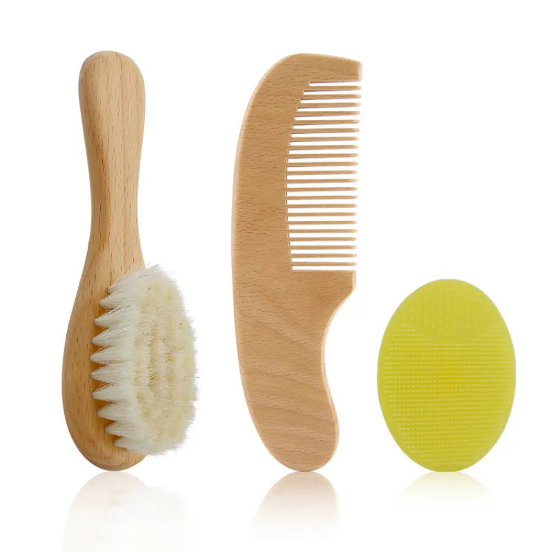 Gentle Baby Hair Brush Set with Wooden Comb