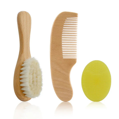 Gentle Baby Hair Brush Set with Wooden Comb