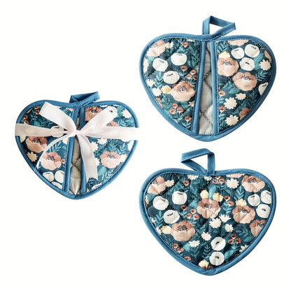 Heat Resistant Oven Mitts with Cute Heart Grip Pads