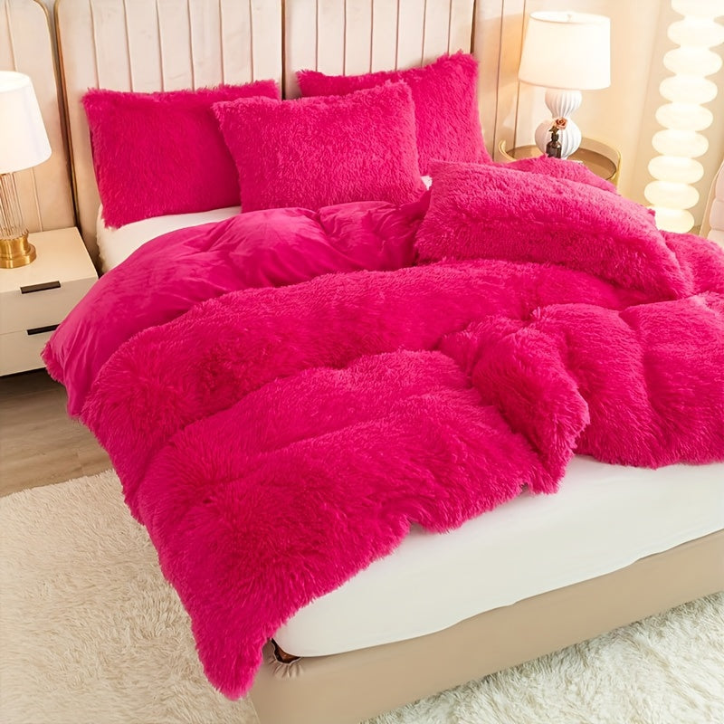 Cozy Fesara Plush Duvet Cover Set with Zipper