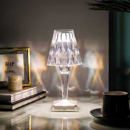 Luxurious Glass Table Lamp with Dimmer and USB Recharge