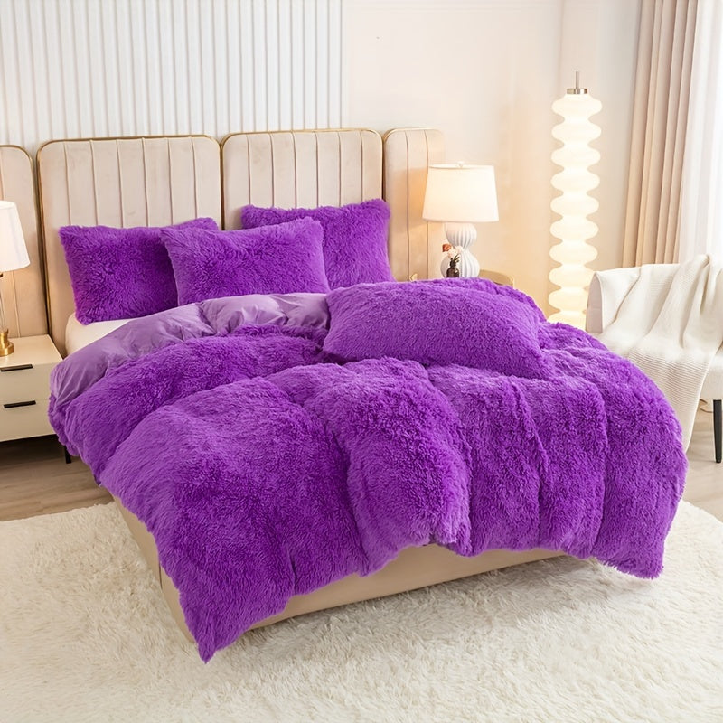 Cozy Fesara Plush Duvet Cover Set with Zipper