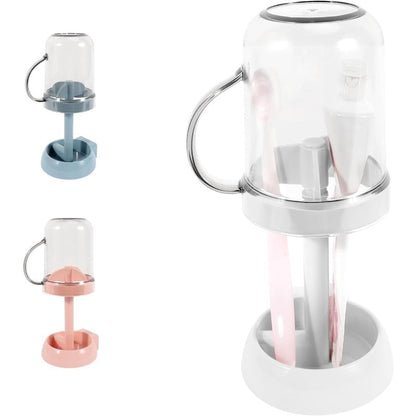 Bathroom Toothbrush Holder with Lid & Rinse Cup