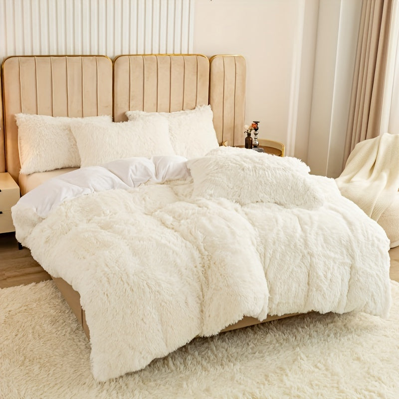 Cozy Fesara Plush Duvet Cover Set with Zipper