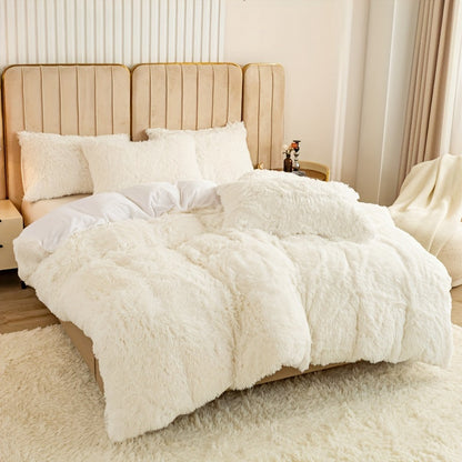 Cozy Fesara Plush Duvet Cover Set with Zipper