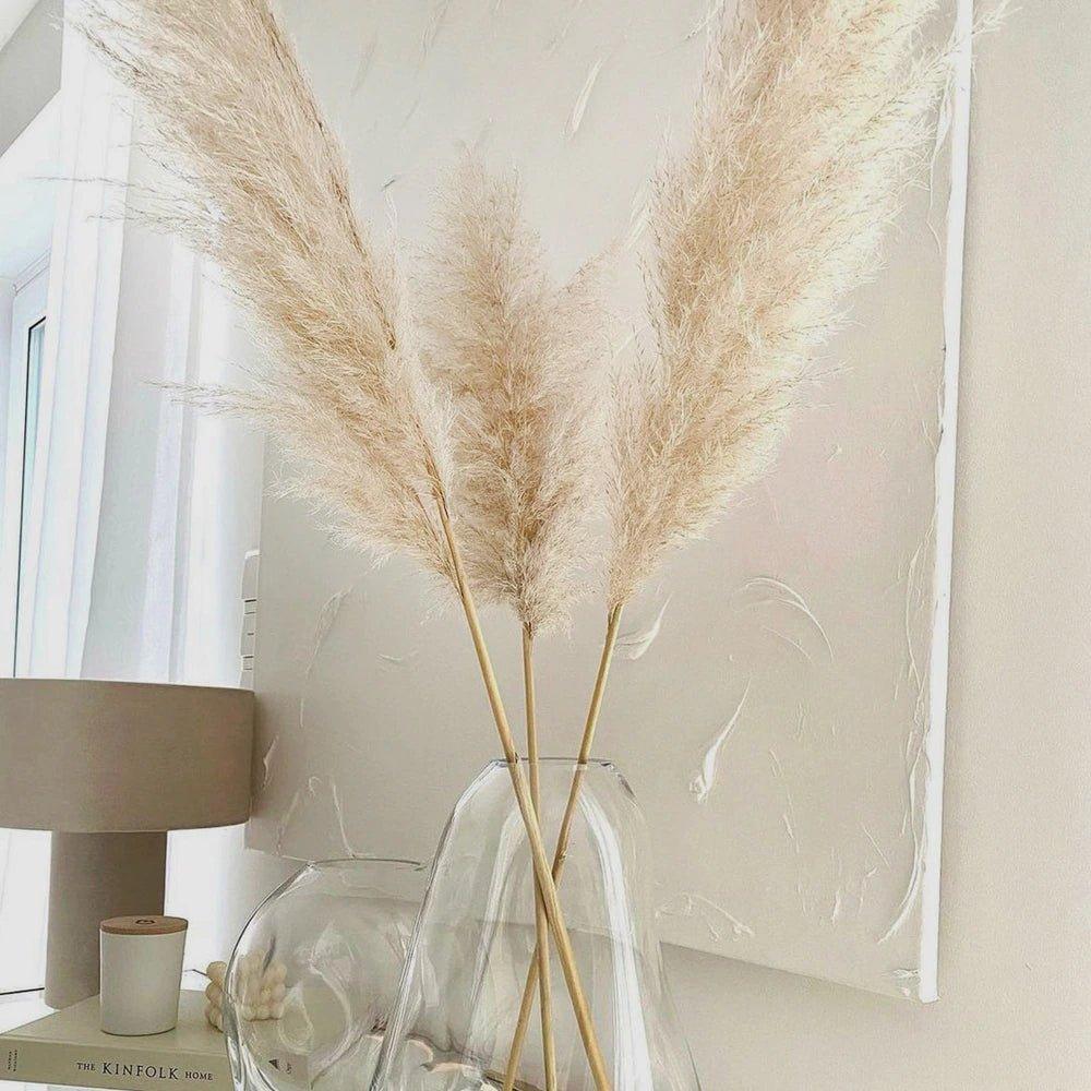 Natural Dried Pampas Grass Decor Bundle with Feathers