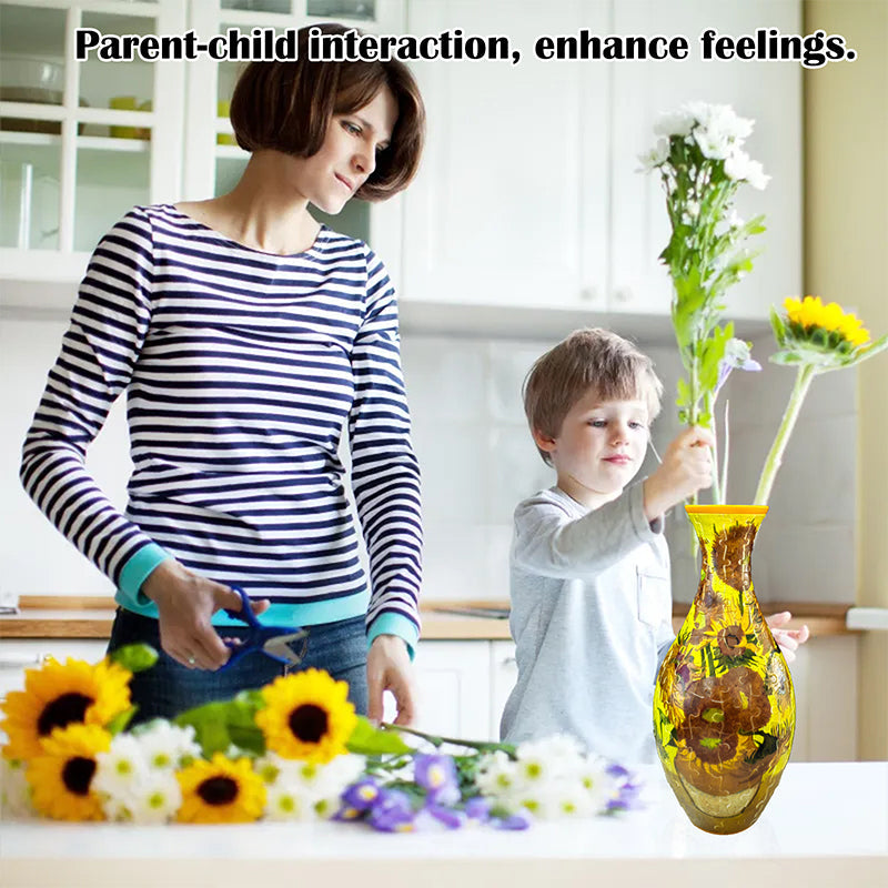 Beautiful 3D Flower Vase Puzzle Decor