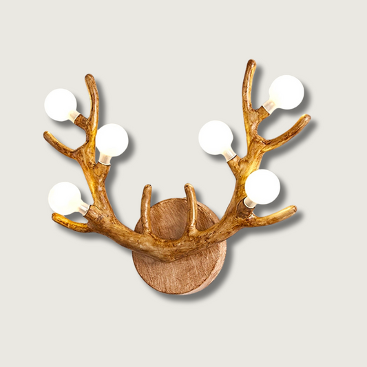 Rustic Wooden Deer Wall Light - Fesara