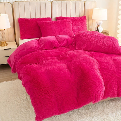 Cozy Fesara Plush Duvet Cover Set with Zipper