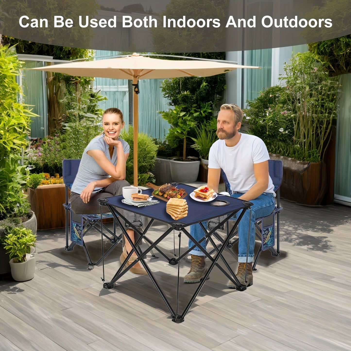 Compact Outdoor Patio Set with 2 Chairs and Table