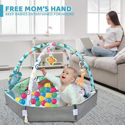 Soft Play Gym Mat with Balls and Toys for Babies