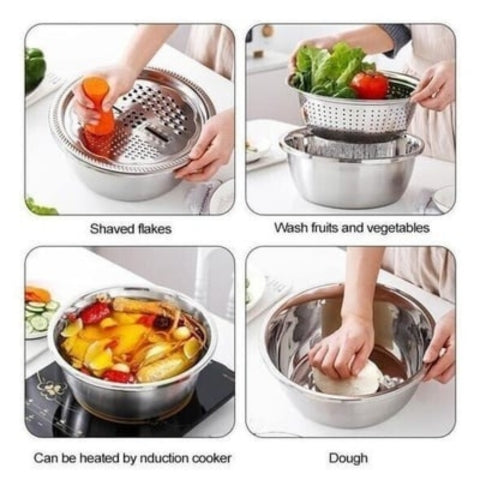 Premium Metal Fine Mesh Colander Set