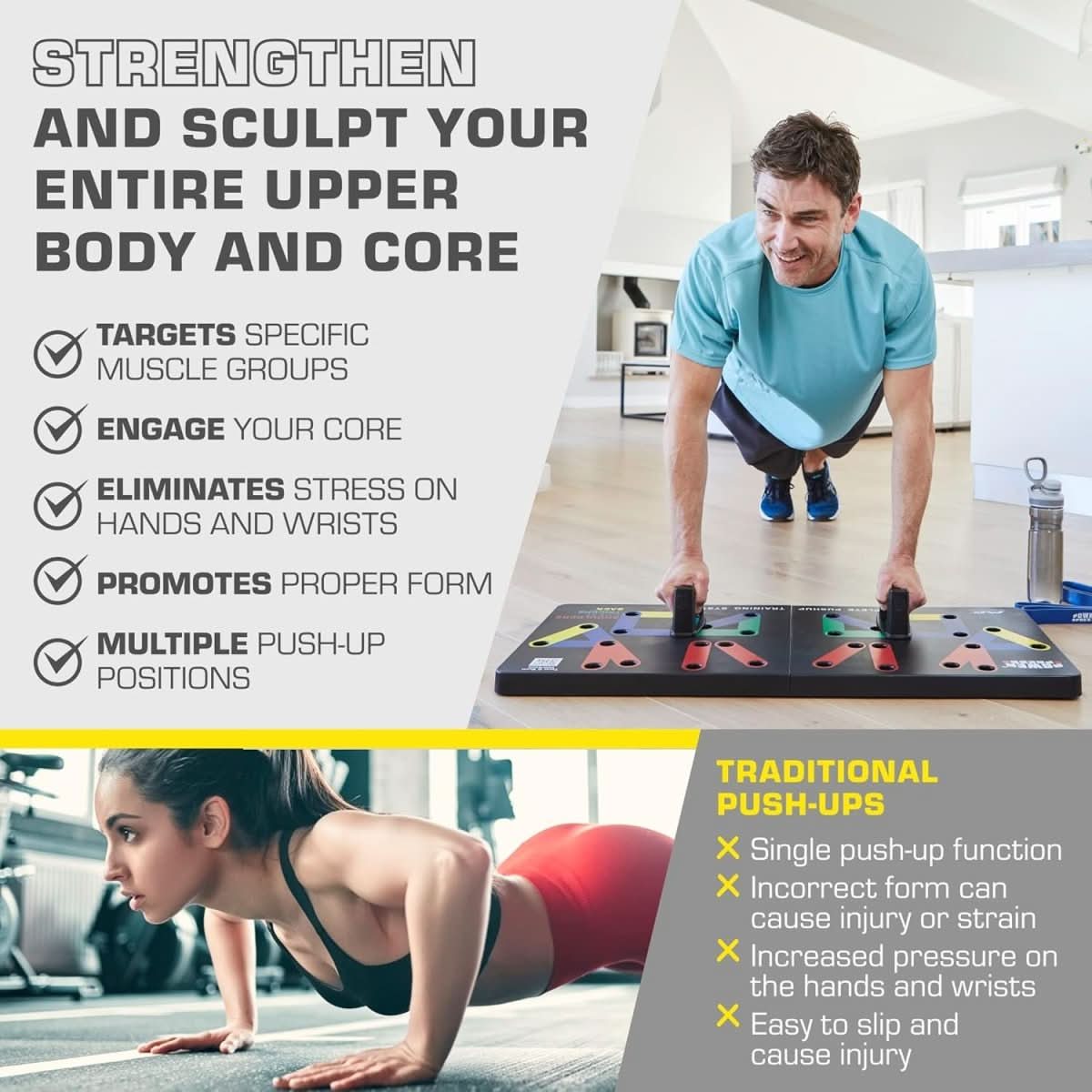 Portable Push Up Board with 30 Exercise Positions