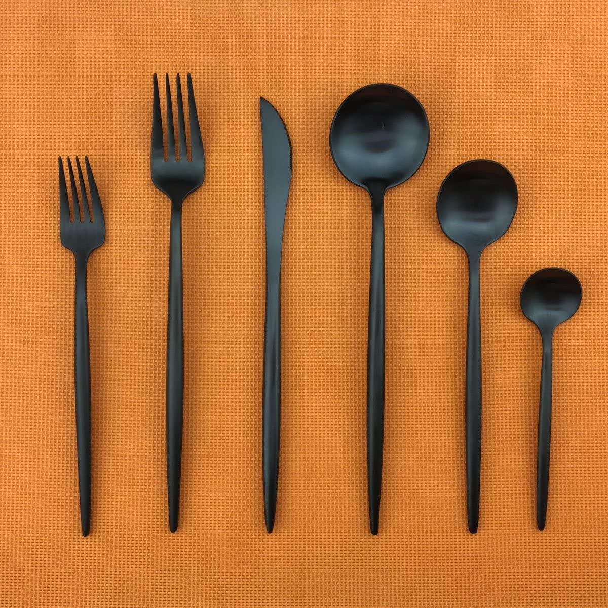 Simple 36-Piece Stainless Steel Flatware Set with Matte Finish