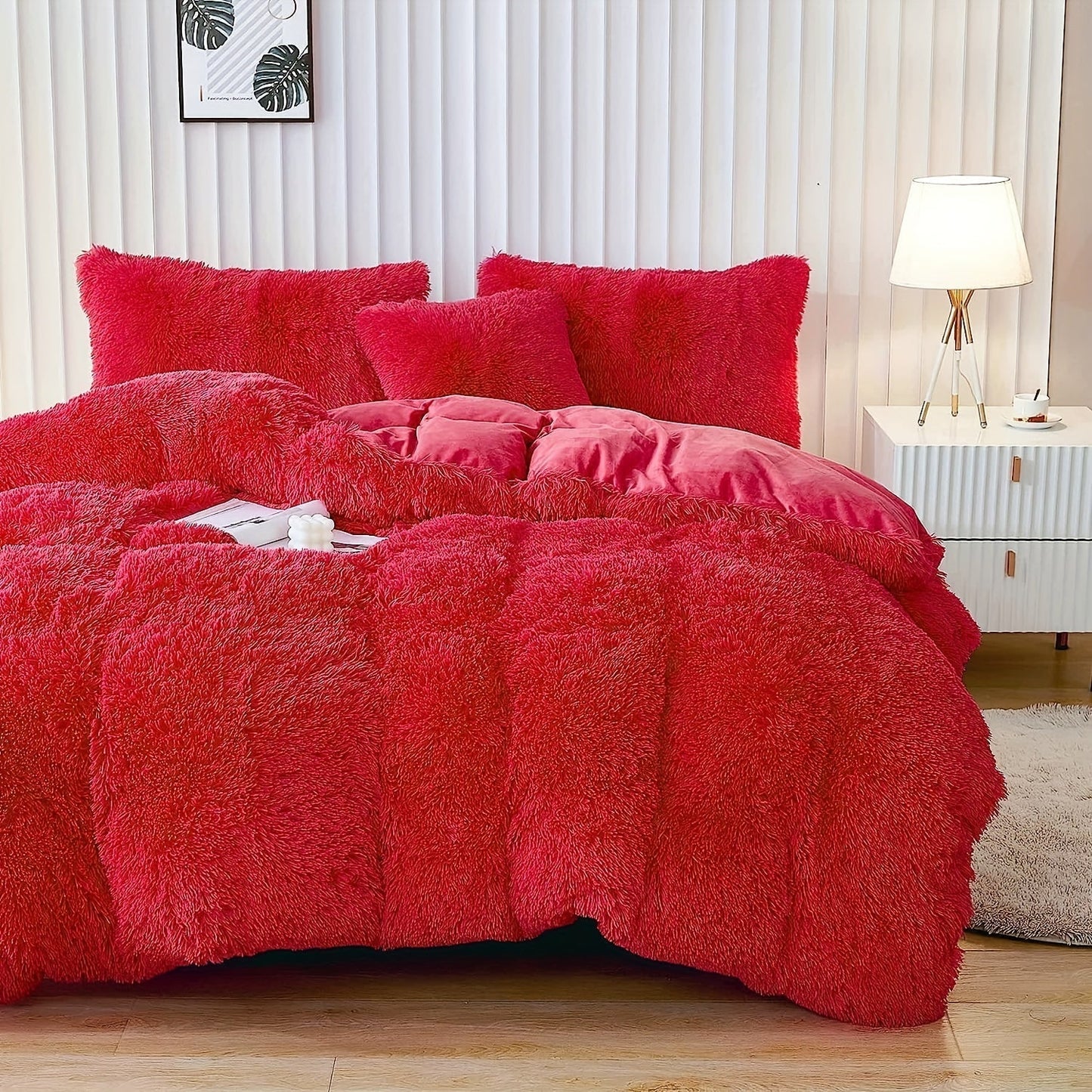Cozy Fesara Plush Duvet Cover Set with Zipper