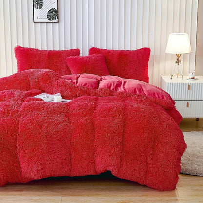 Cozy Fesara Plush Duvet Cover Set with Zipper