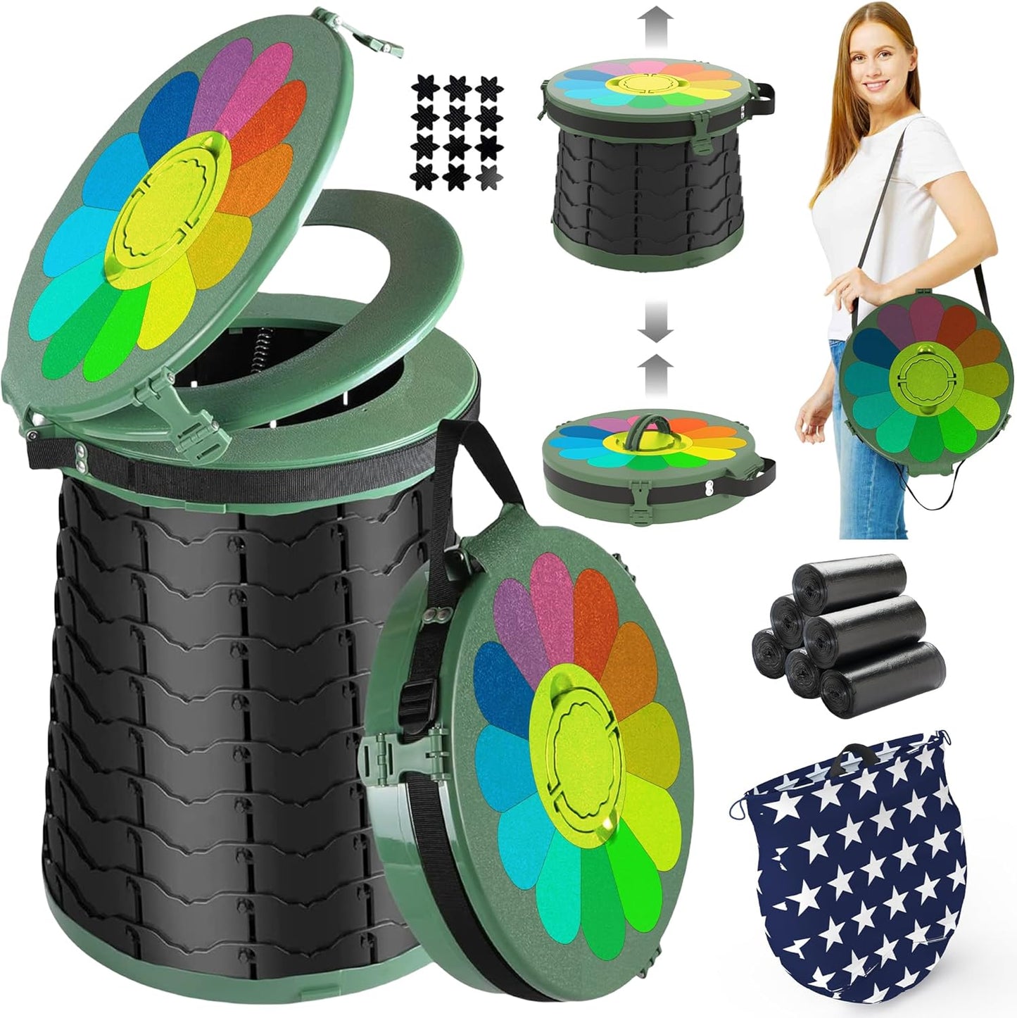 Compact Portable Camping Toilet with Adjustable Seat - Fesara