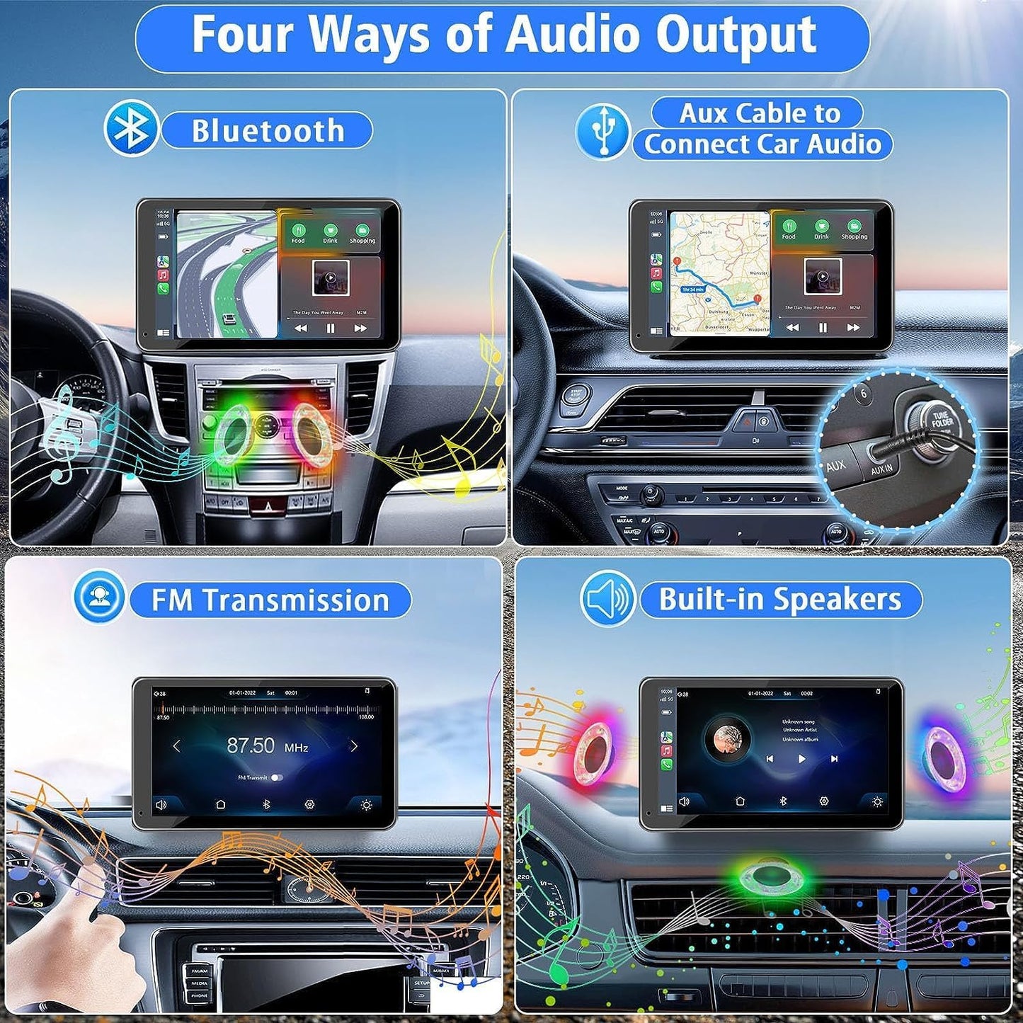 Universal 7 Touchscreen Car Radio with Bluetooth Connectivity