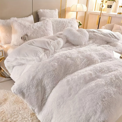 Soft Plush Velvet Duvet Cover Set for Cozy Bedding