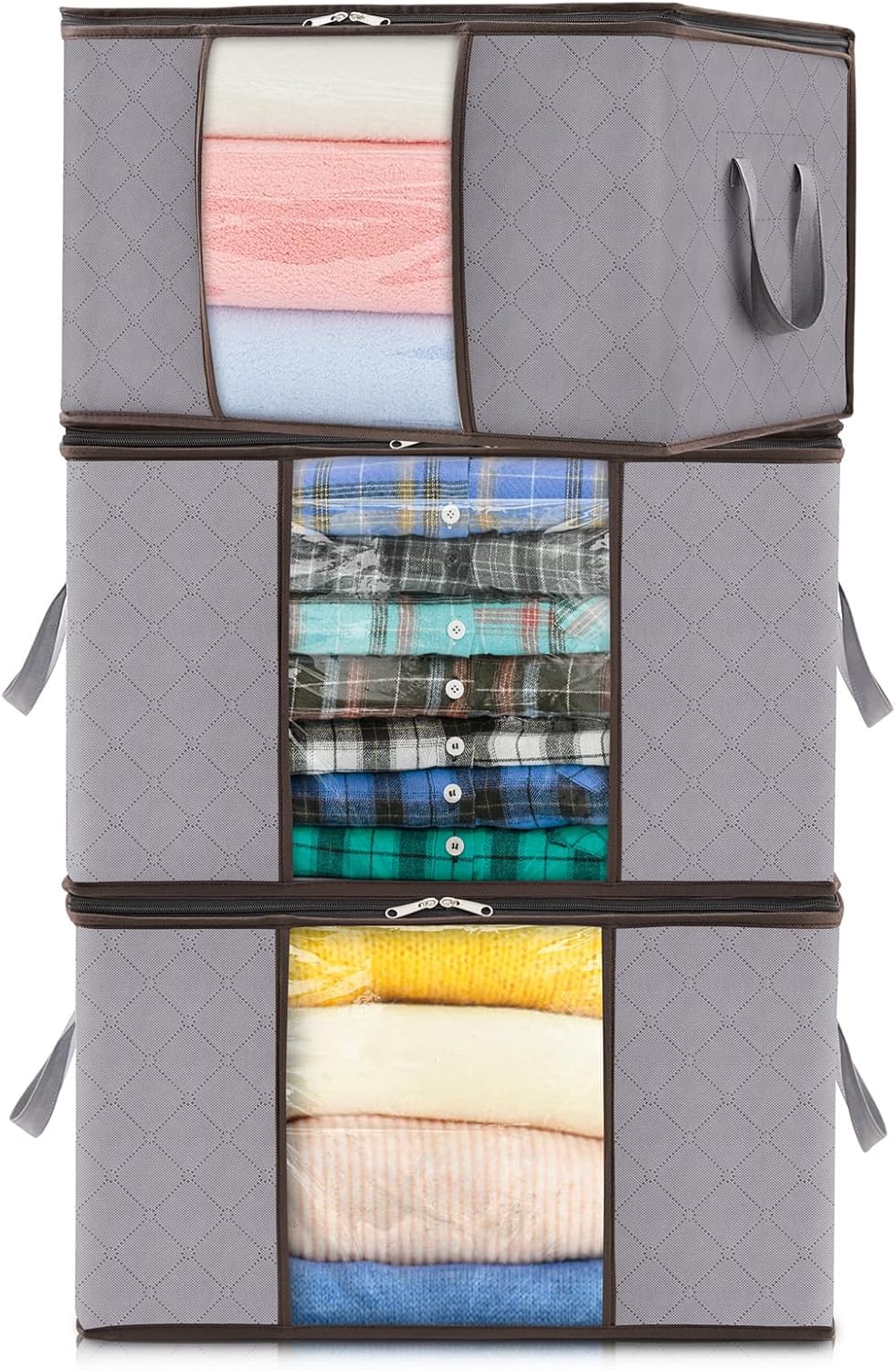 Collapsible Plastic Storage Bins with Lids and Window