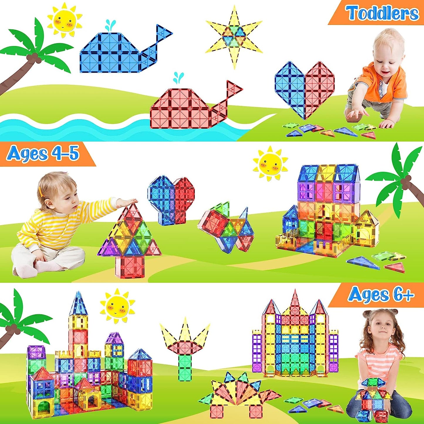 Colorful Kids Magnetic Building Blocks 40pc Set