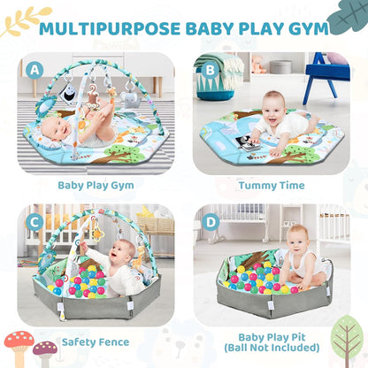 Soft Play Gym Mat with Balls and Toys for Babies