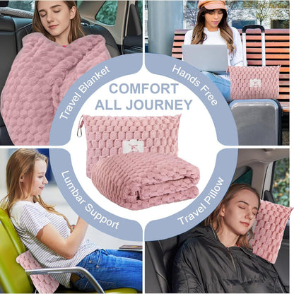Portable Travel Blanket with Pillow Case and Bag