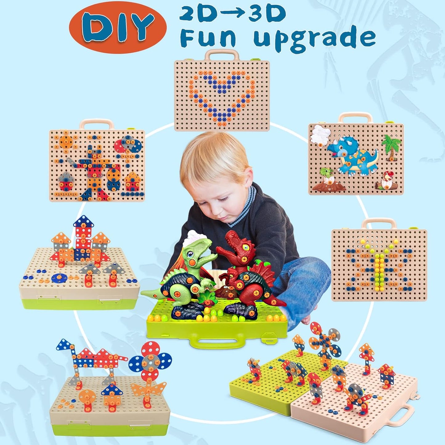 Colorful Dinosaur Building Toy Set