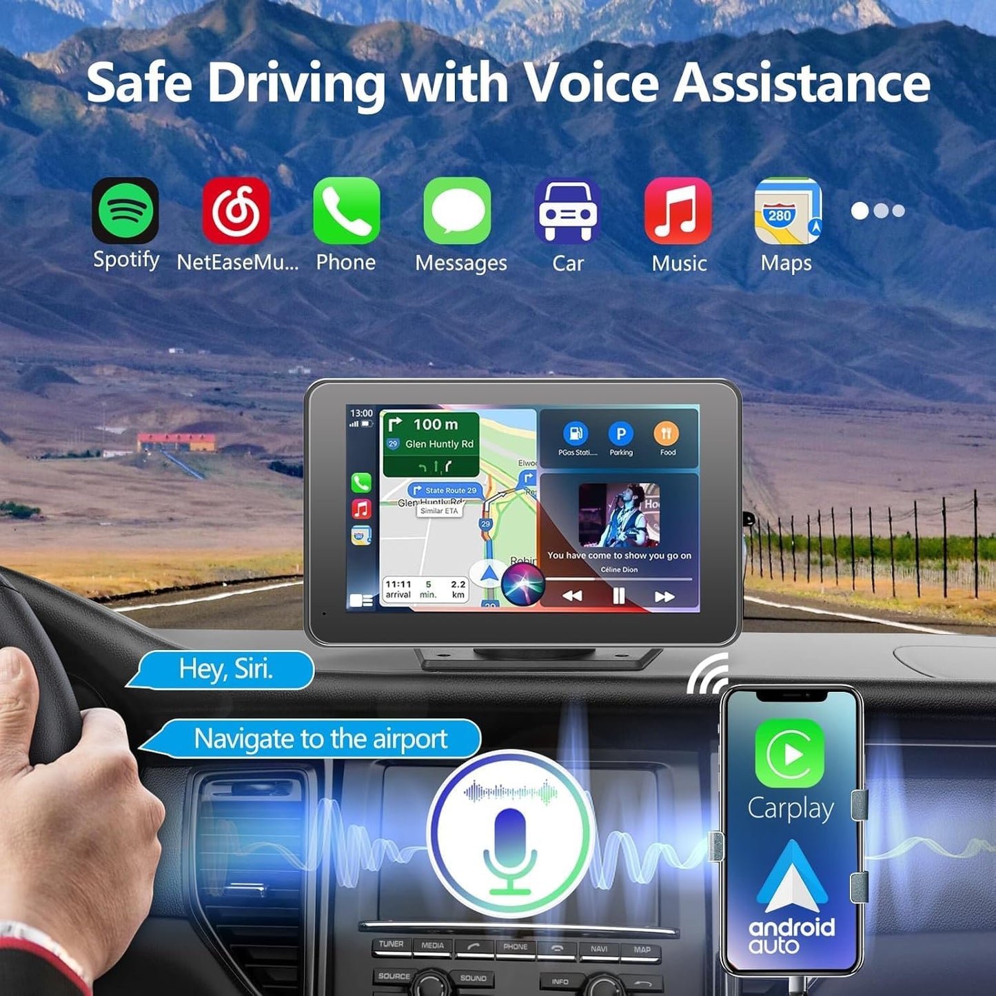 Universal 7 Touchscreen Car Radio with Bluetooth Connectivity