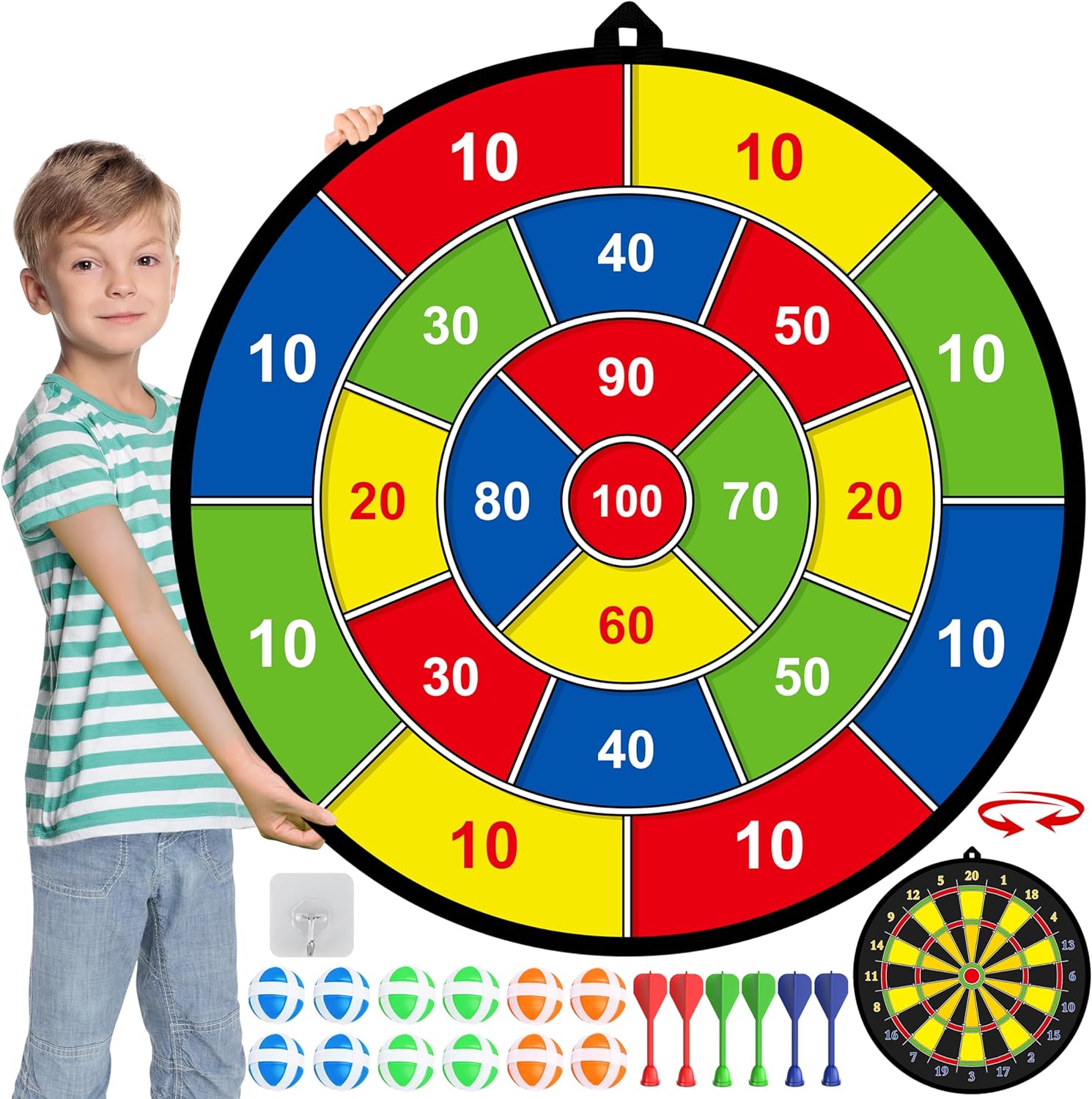 Fun Dartboard Set with Bright Colored Darts - Fesara