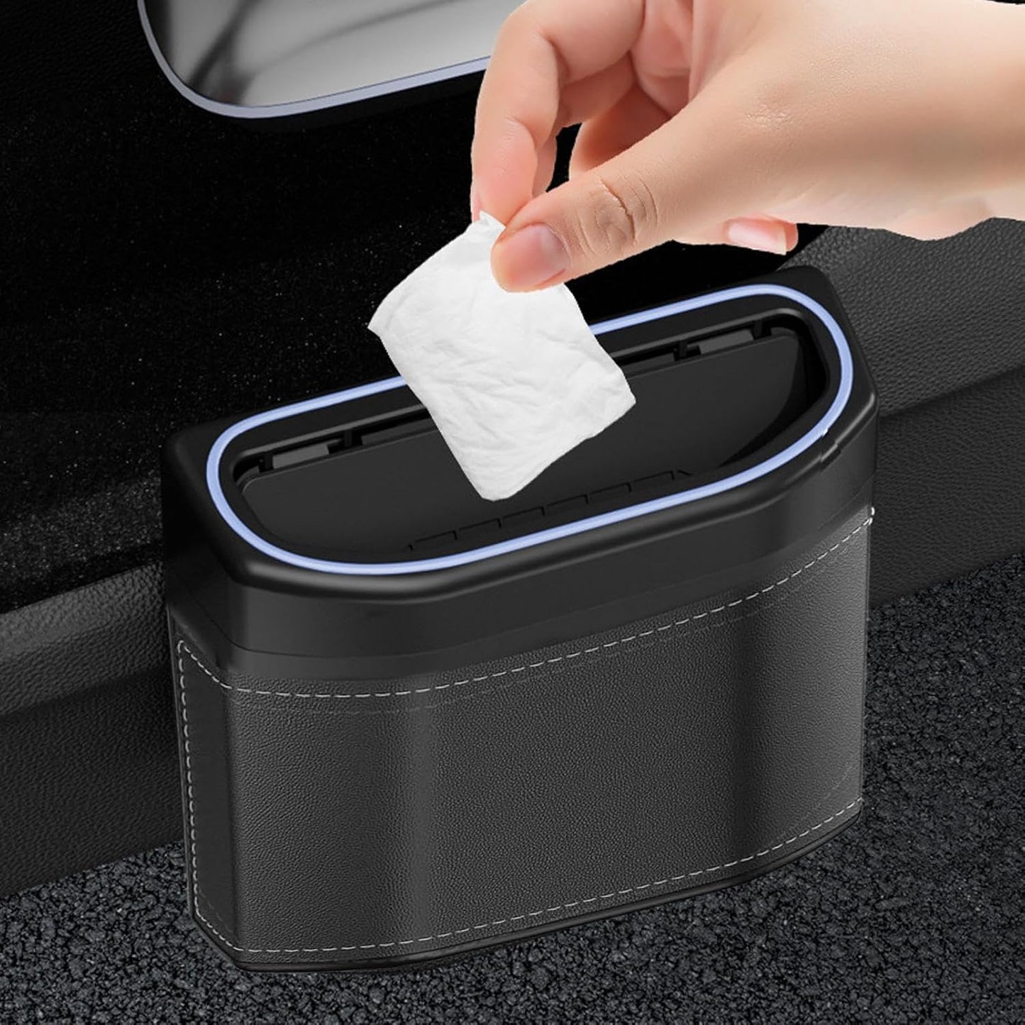 Odor-Free Car Waste Bin with LED Night Light