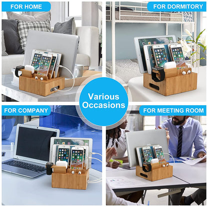 Eco Friendly Bamboo USB Charging Hub and Organizer