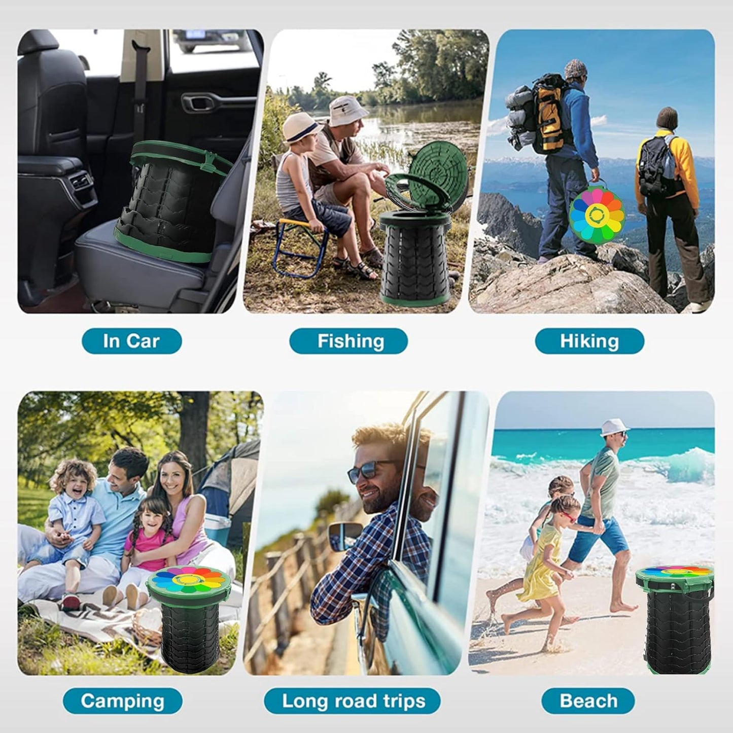 Compact Portable Camping Toilet with Adjustable Seat