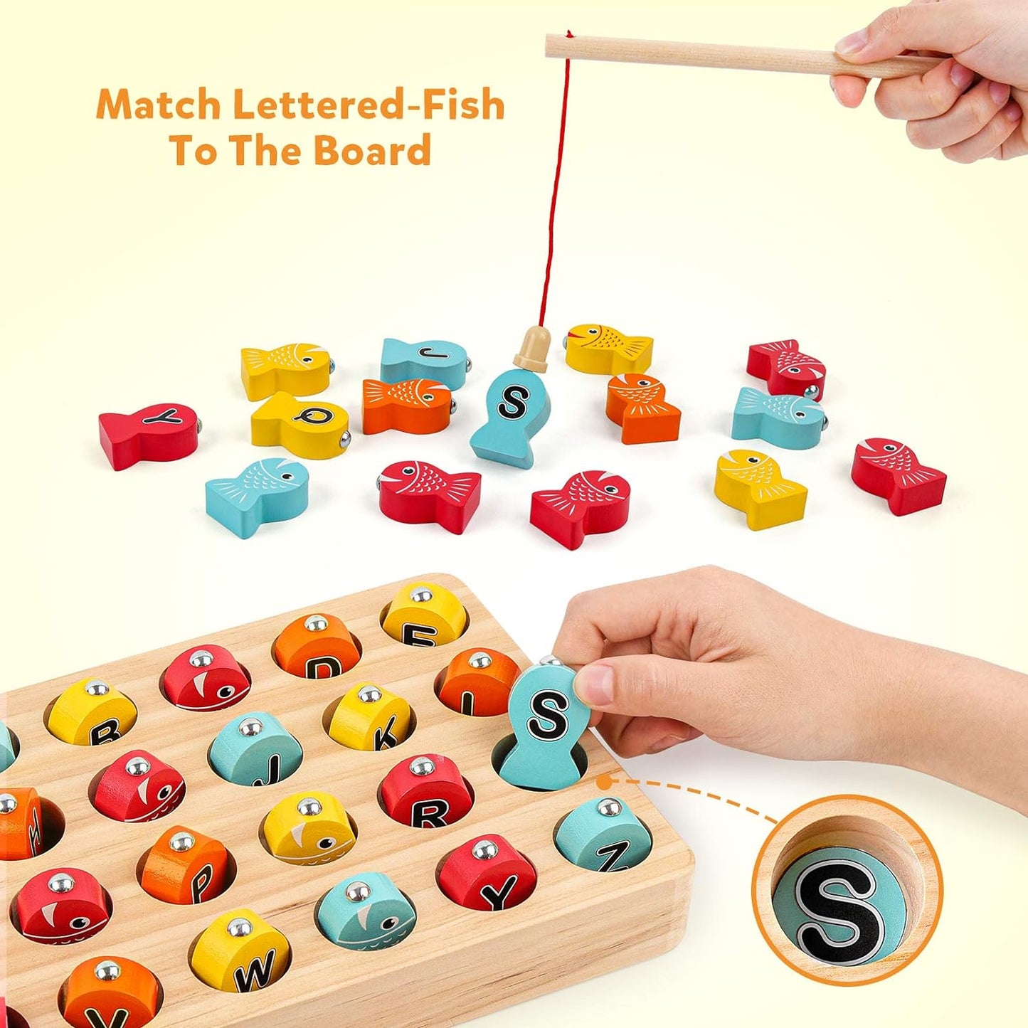 Colorful Wooden Magnetic Fishing Toy for Kids