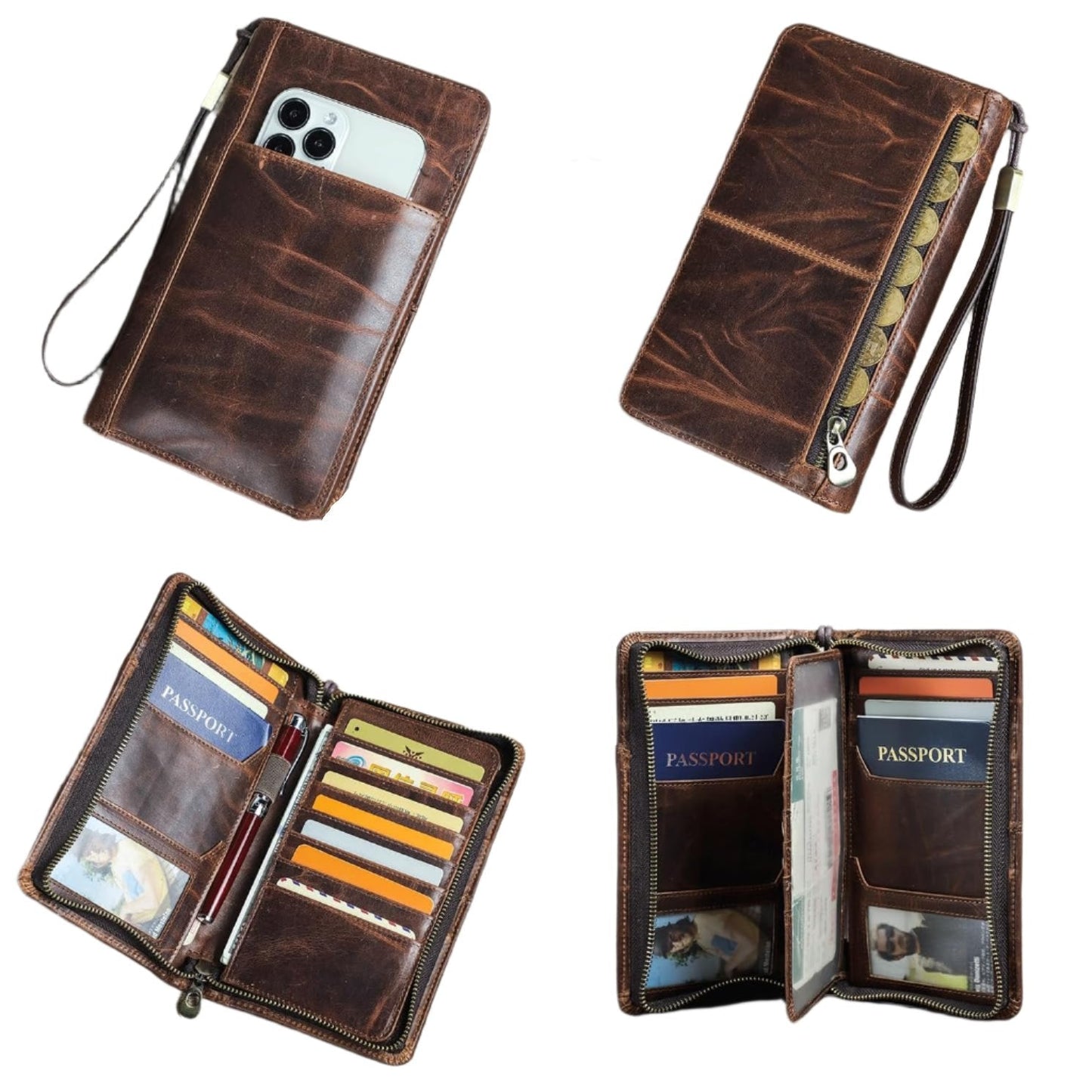 Premium Leather Passport Wallet RFID Protected