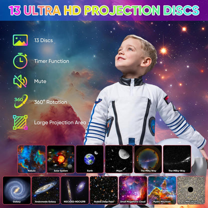 Cosmic Night Sky Projector Lamp with Rotating Scenes