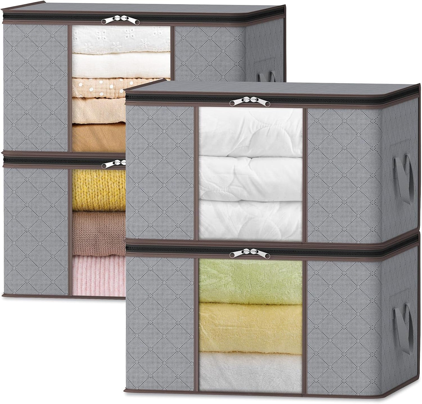 Collapsible Plastic Storage Bins with Lids and Window