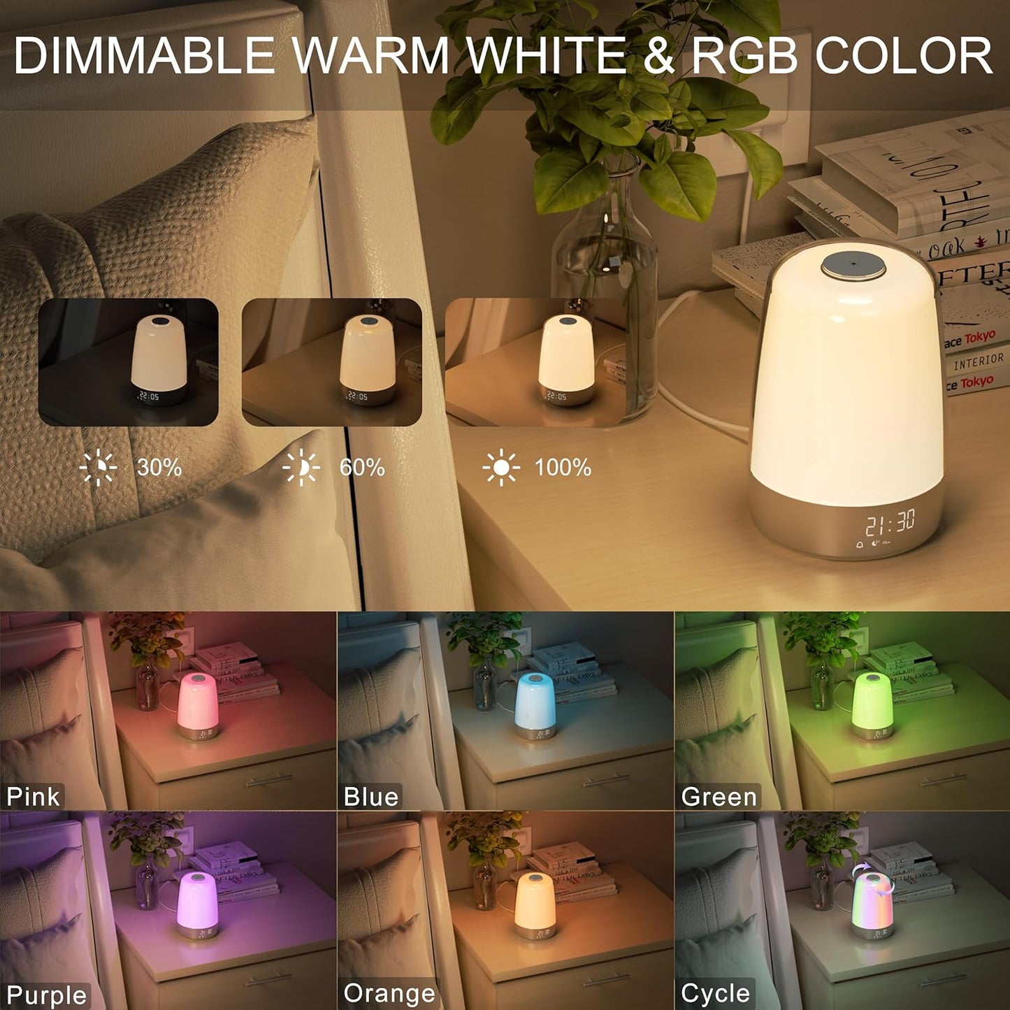Sunrise Simulation Alarm Clock with Soothing Sounds