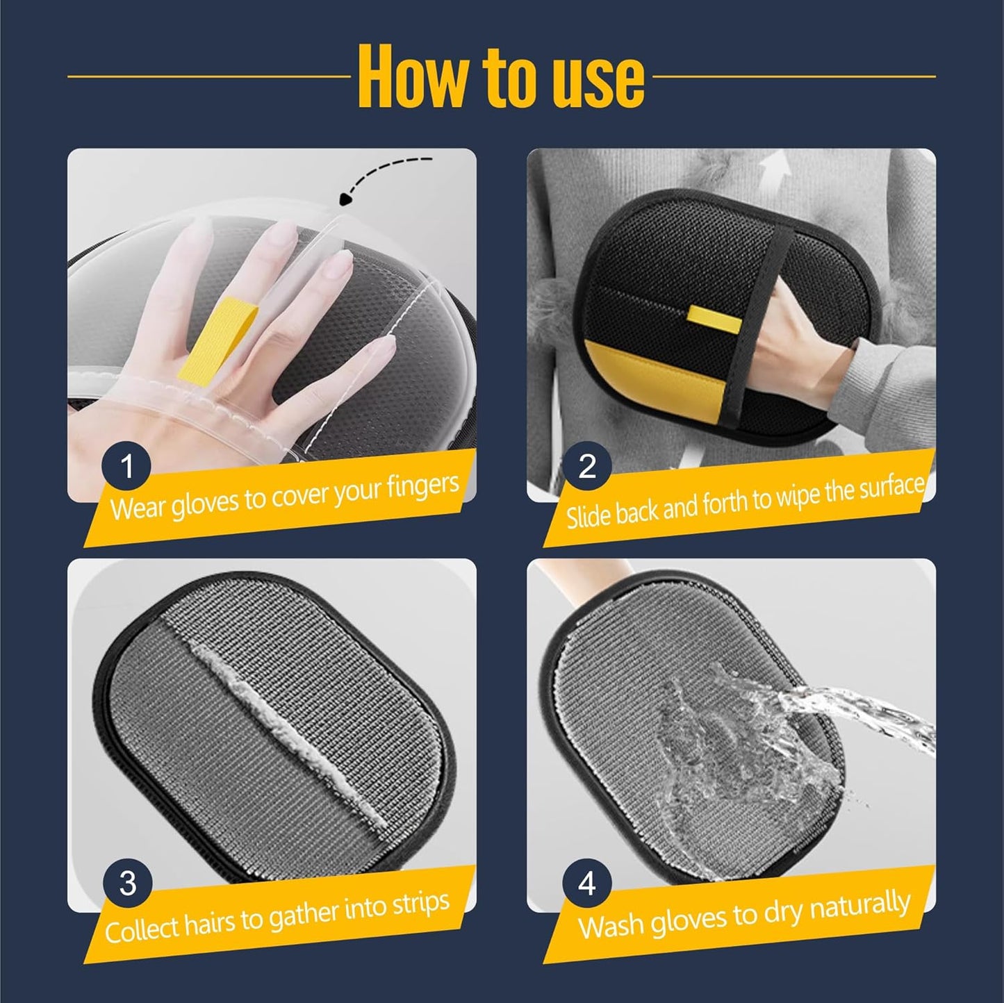 Pet Hair Remover Glove for Dogs and Cats