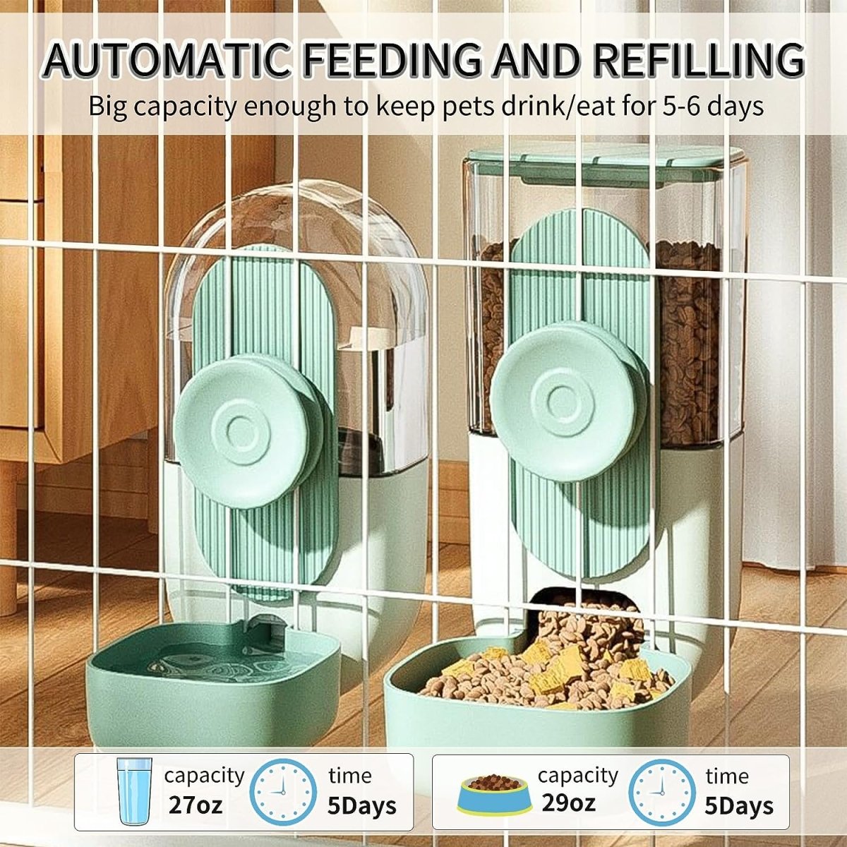 Easy Clean Rabbit Feeder and Water Dispenser Set