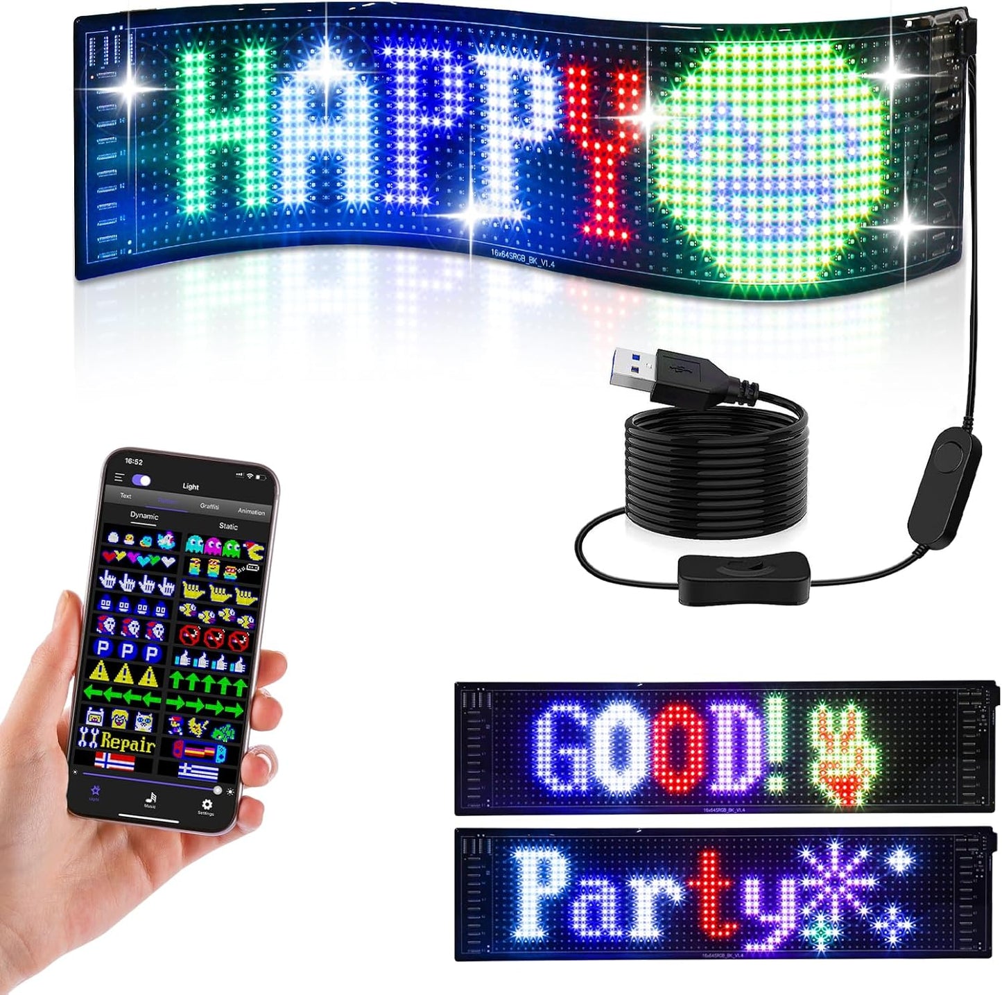 Customizable Colorful LED Car Display - Fesara